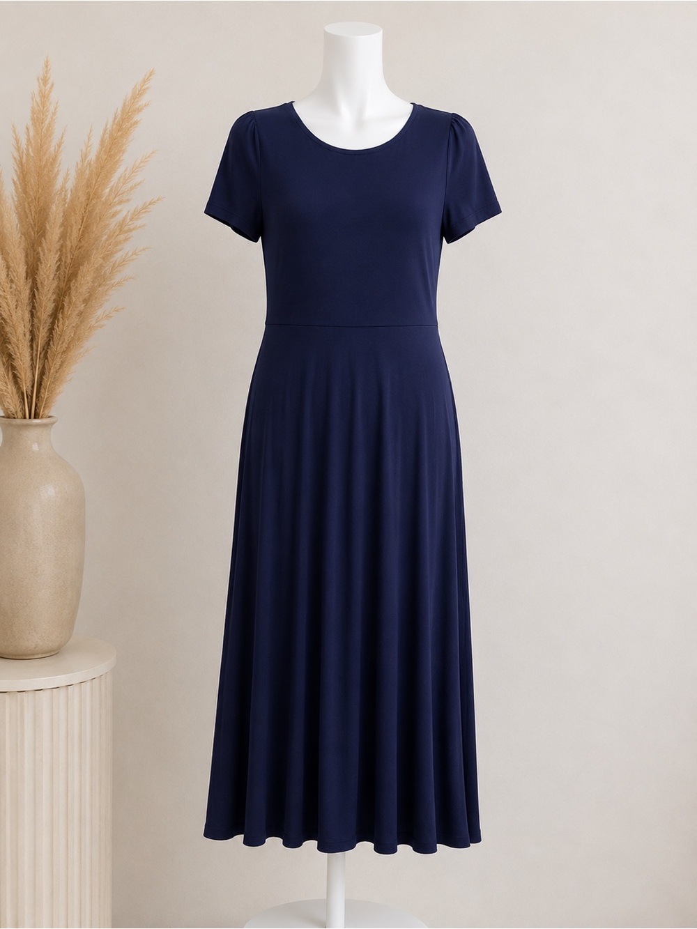 SHEIN Navy Short Sleeve Maxi Dress